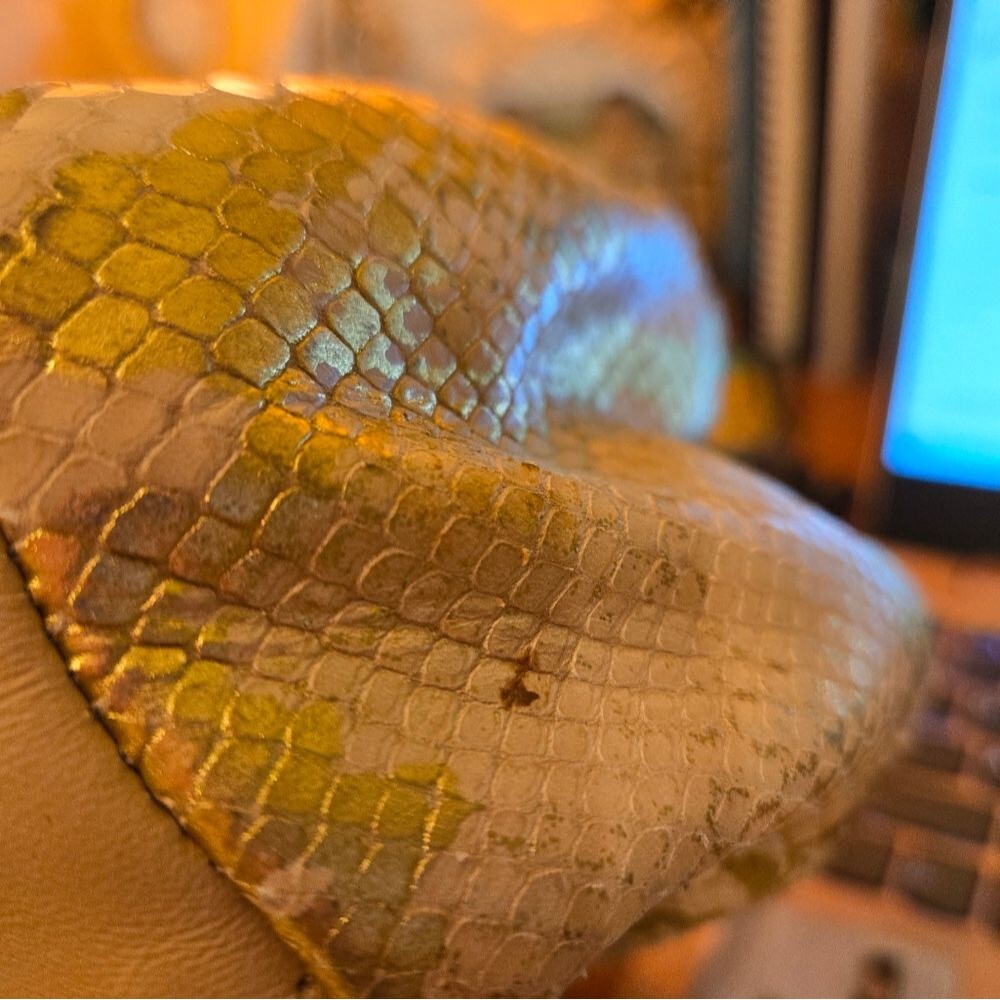 Vintage Donald J. Pliner Bag Animal Print Gold/Pink Metallic Snakeskin Bag - Picture 15 of 16